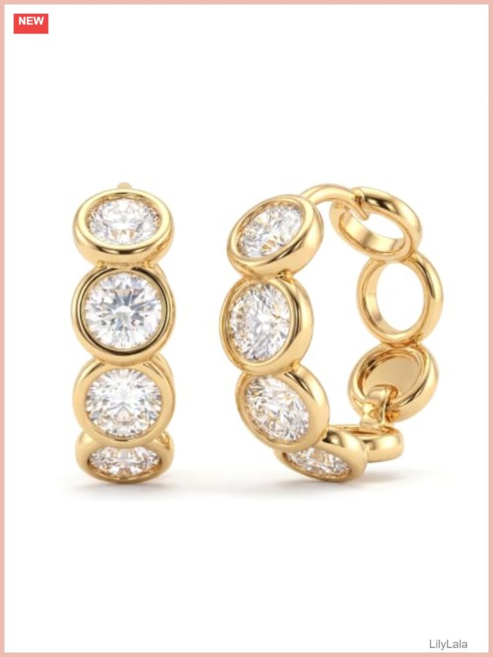 14K Gold Plated Cubic Zirconia Huggie Hoop Earrings Hypoallergenic Dainty